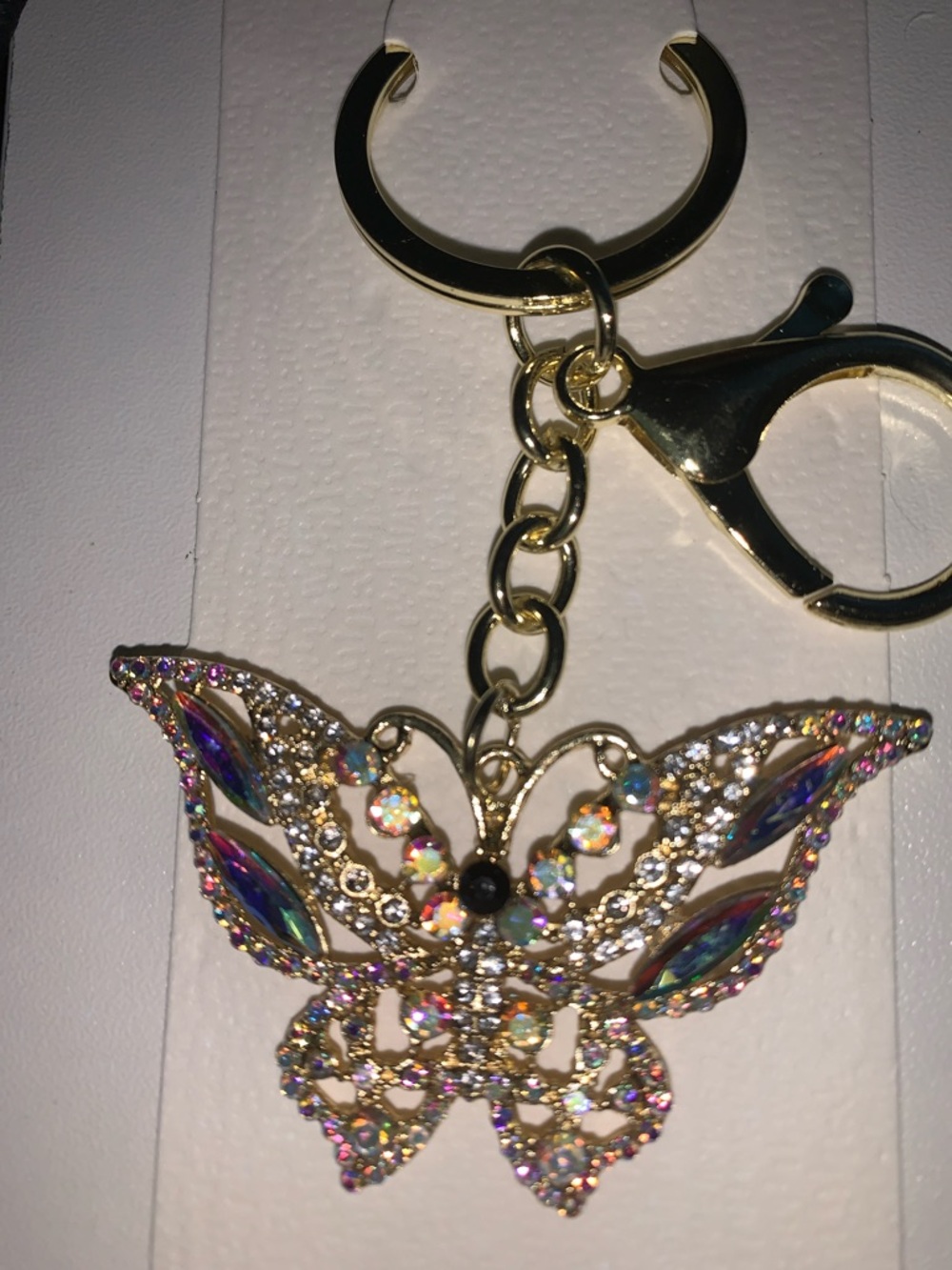 Aurora borealis crystal Butterfly purse/bag charm keychain